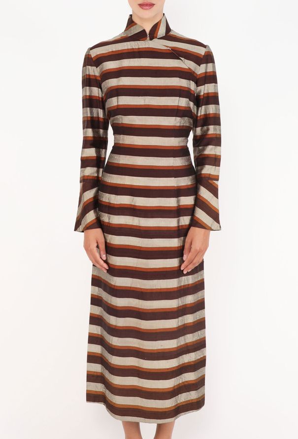 Striped Dupion Sheath Dress - 2