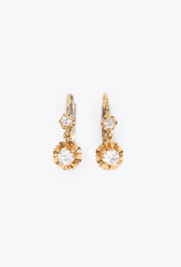 Vintage Fine Jewelry 1950s 18k Yellow Gold & Sapphire Dormeuses - 1
