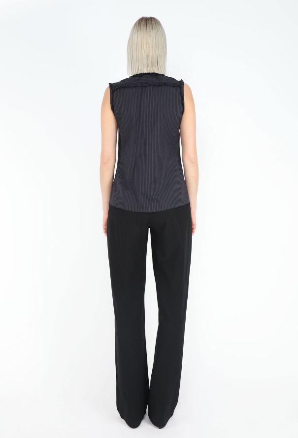 Chanel Pintuck Cotton Bib Blouse - 4