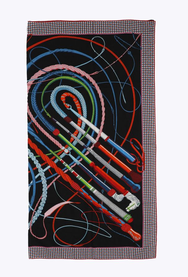 Hermès 'Fouets et Badines' 140cm Cashmere Shawl - 1