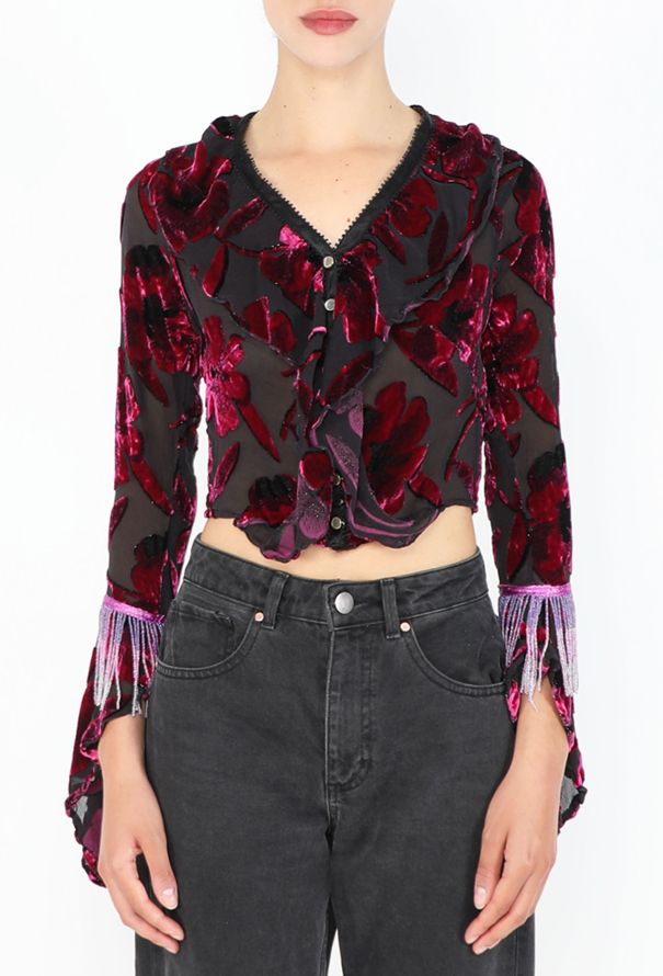 Voyage Dévoré Velvet Blouse, 1990s - 2