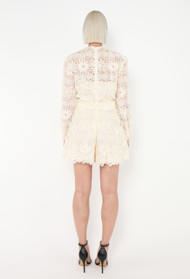 Valentino Belted Floral Lace Romper - 4