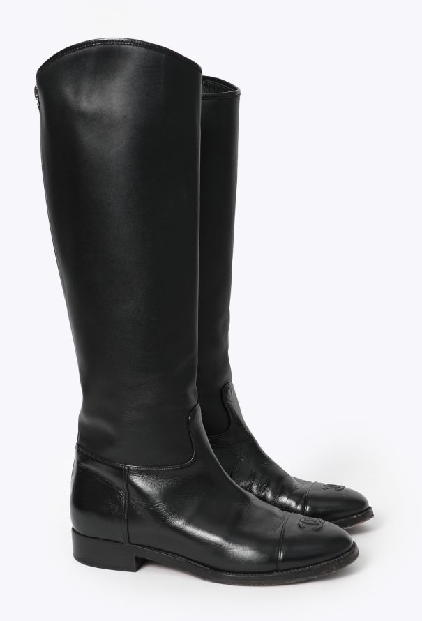 Chanel Leather 'CC' Riding Boots - 2