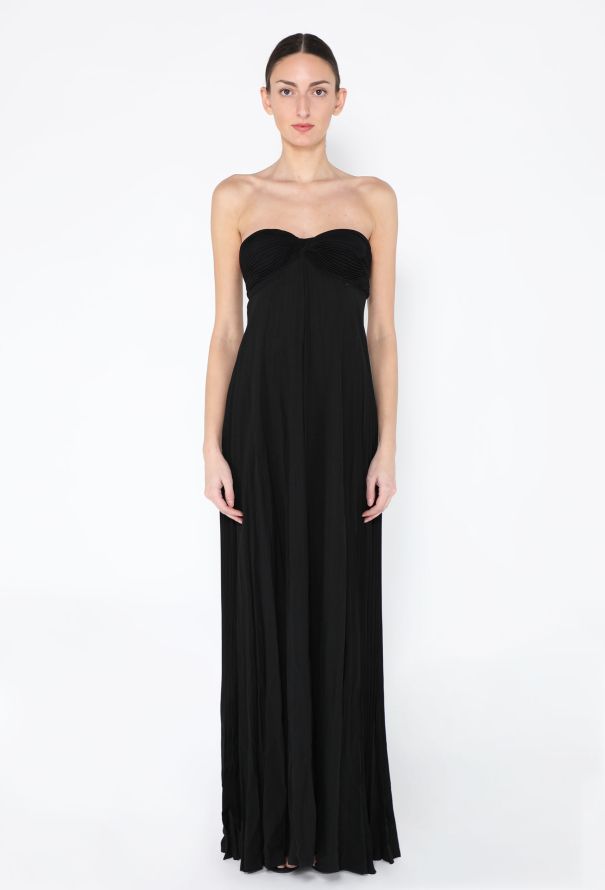Crêpe Pleated Strapless Gown - 2