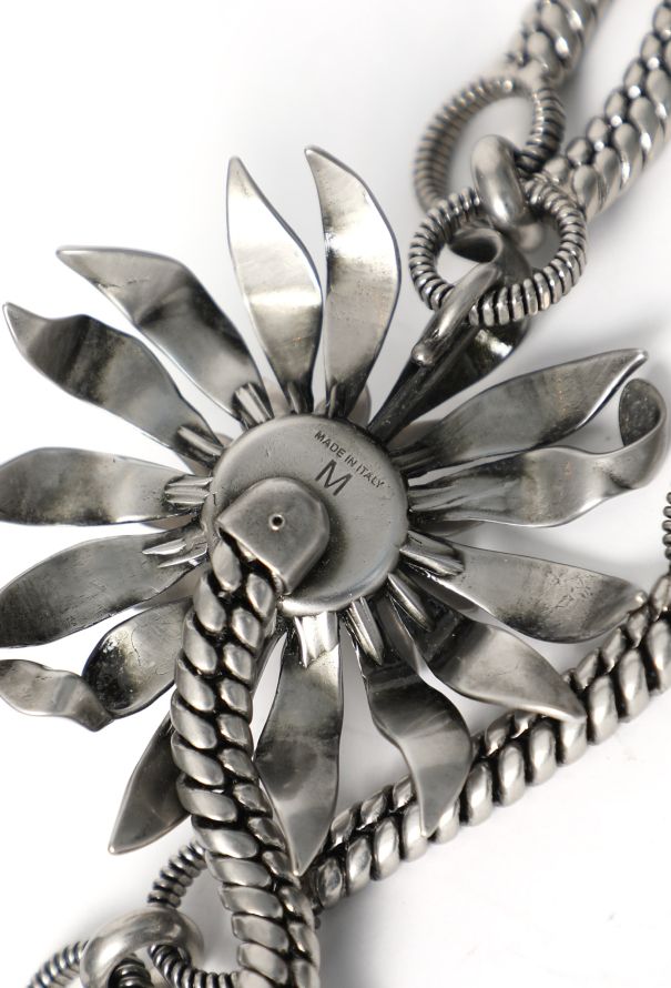 Miu Miu S/S 2025 Embellished Metallic Flower Belt - 6