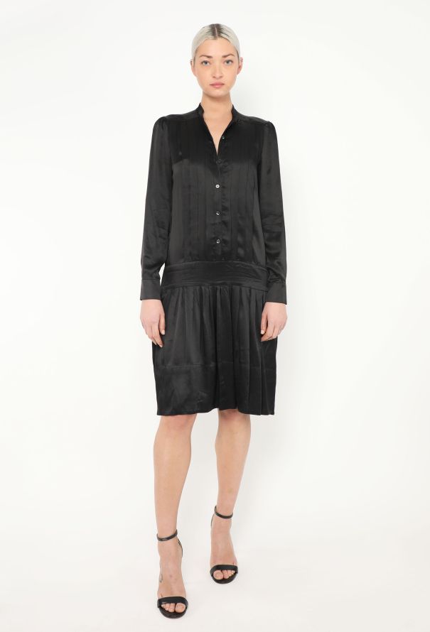 Chloé Pleated Silk Charmeuse Dress - 1