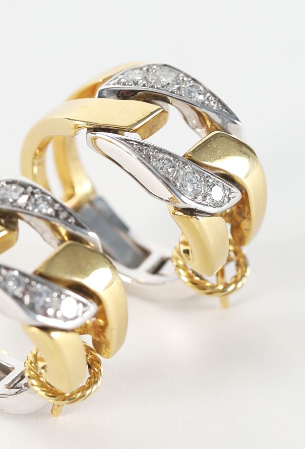 Boucheron 18K Gold & Diamond Gourmette Earrings, 1980s - 5