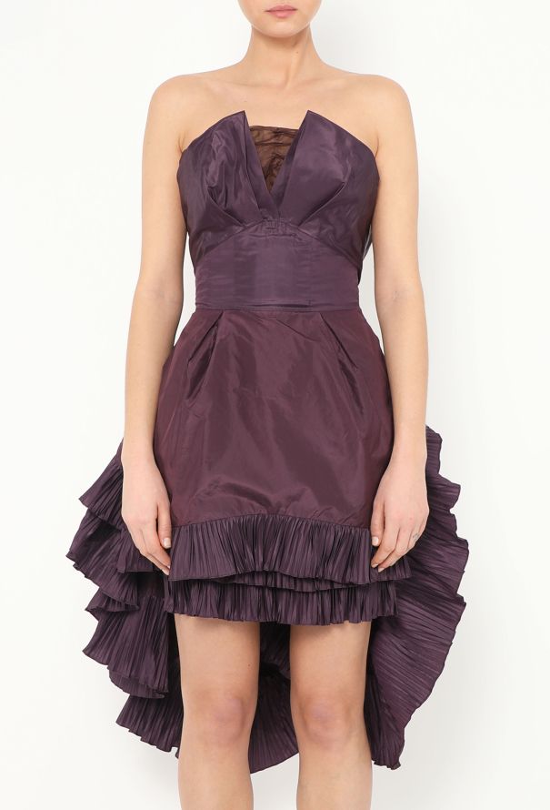 Saint Laurent Ruffled Taffeta Bustier Dress - 3