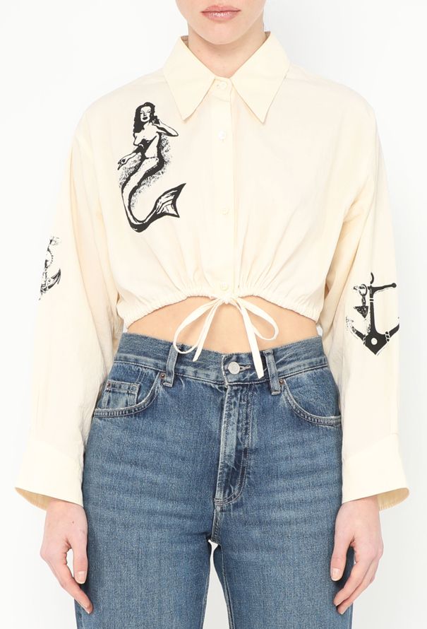 Prada S/S 2022 Cropped Mermaid Shirt - 1