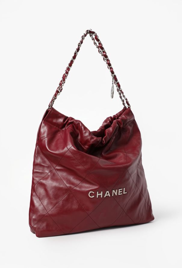 Chanel Burgundy 22 Large Quilted Hobo Bag - 2
