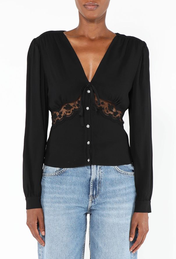 Miu Miu Embellished Lace Blouse - 1