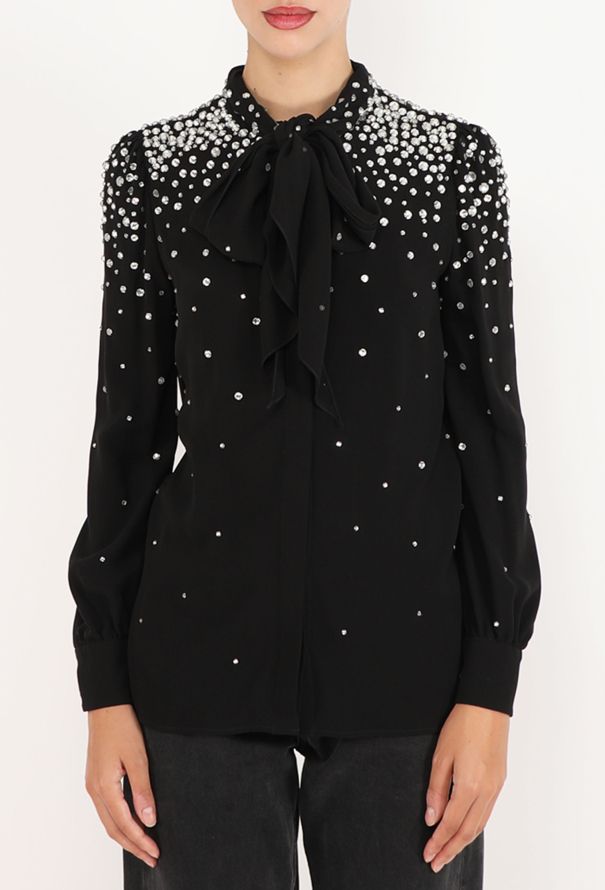 Saint Laurent Embellished Lavallière Blouse, S/S 2015 - 2