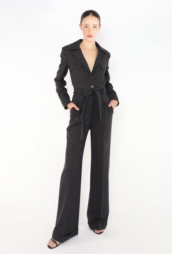Saint Laurent S/S 2021 Belted Twill Jumpsuit - 1
