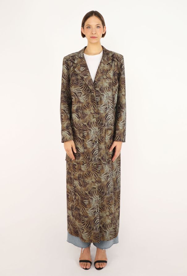 Chloé Tiger Printed Gabardine Trench, 1980s - 2