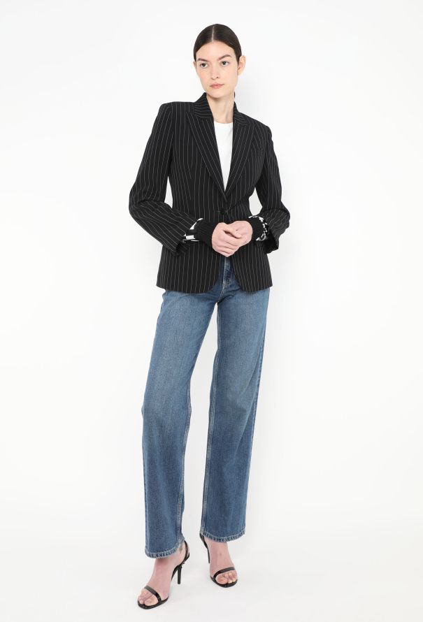 Jean Paul Gaultier Pinstripe Graphic Cuff Blazer - 1