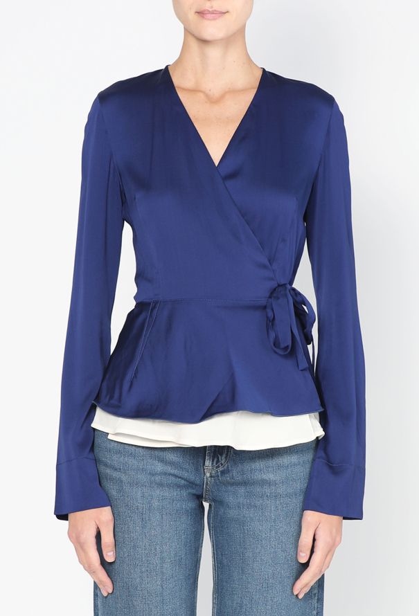 Céline Charmeuse Silk Wrap Blouse - 1