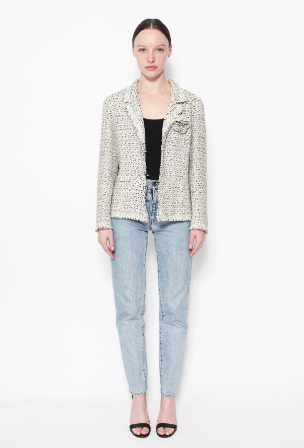 Chanel 2004 Fringe Tweed Camélia Jacket - 2