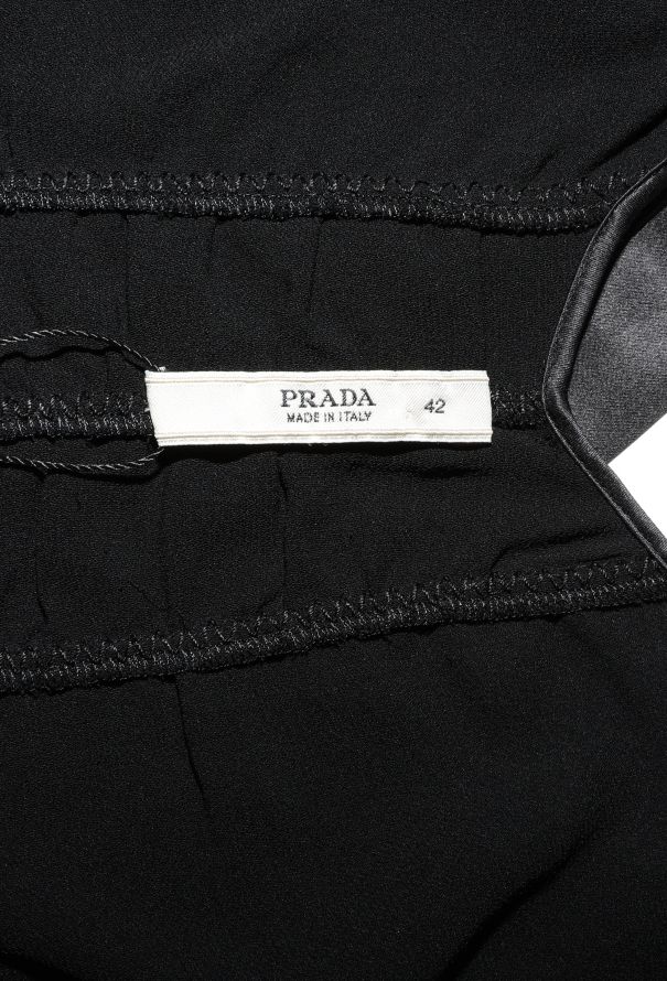 Prada Early 2000s Ruched Satin Trim Dress - 6