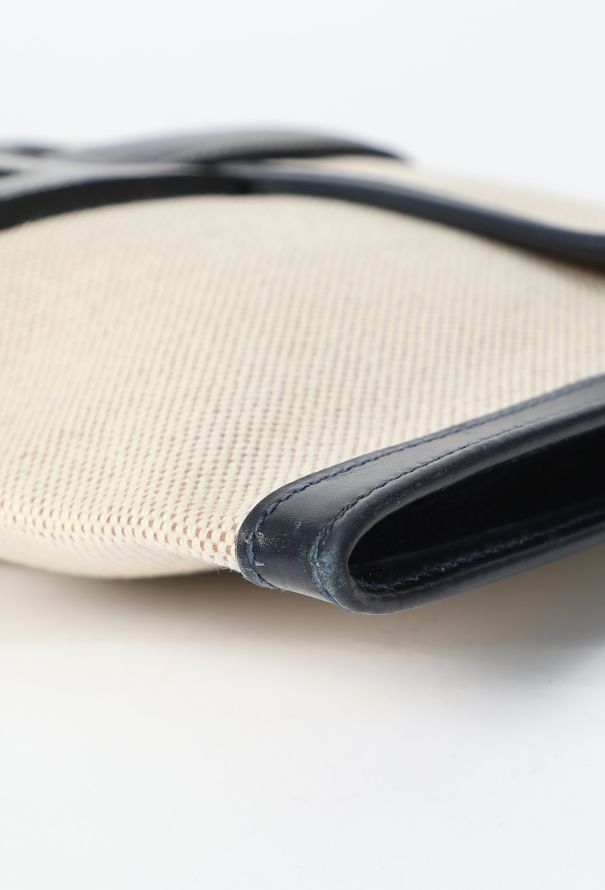 Hermès Vintage Toile H & Navy Box Jige Clutch - 7