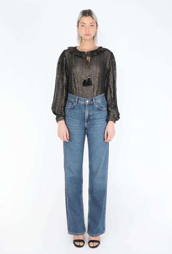 Saint Laurent RARE 1976 Russian Lamé Tassel Blouse - 5