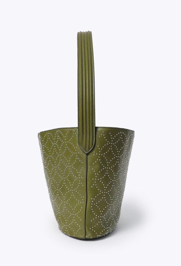 Alaïa Green Studded Medium Tote Bag - 3