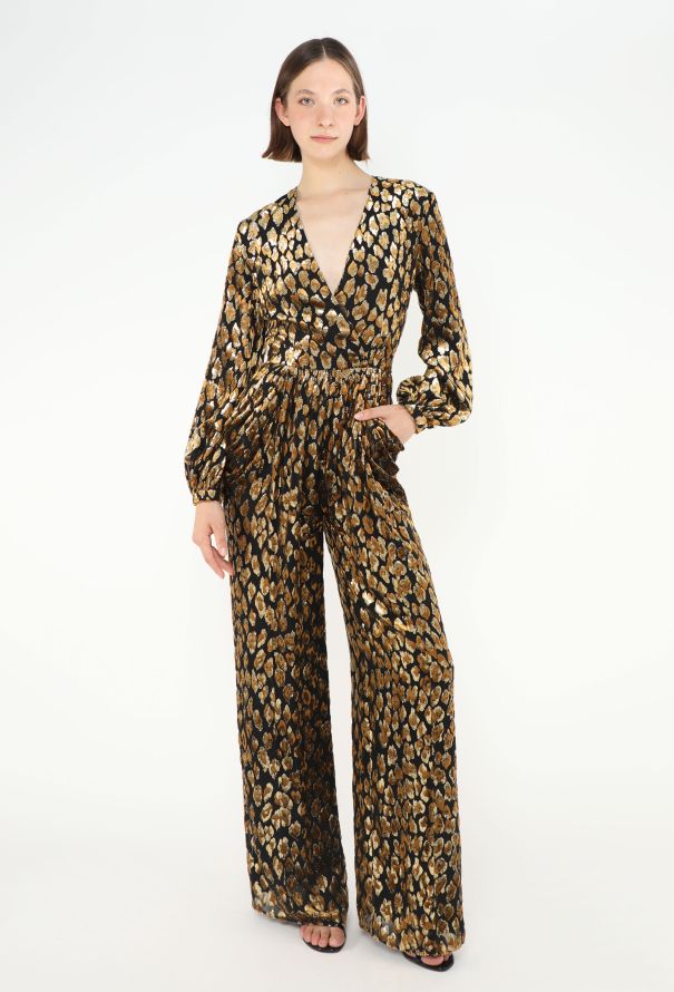 Valentino 2019 Brocade Leopard Chiffon Jumpsuit - 1