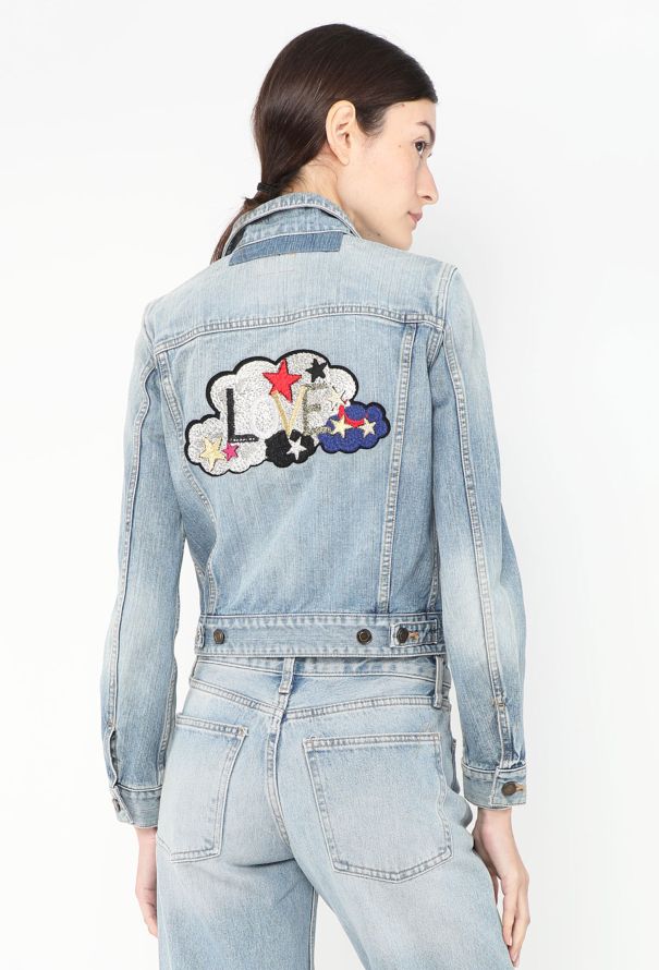 Saint Laurent 2017 Love Embroidered Denim Jacket - 1