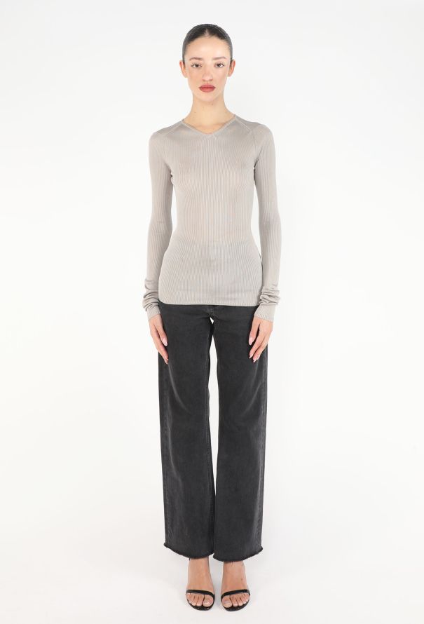 Miu Miu F/W 2025 Ribbed Knit Silk Top - 4