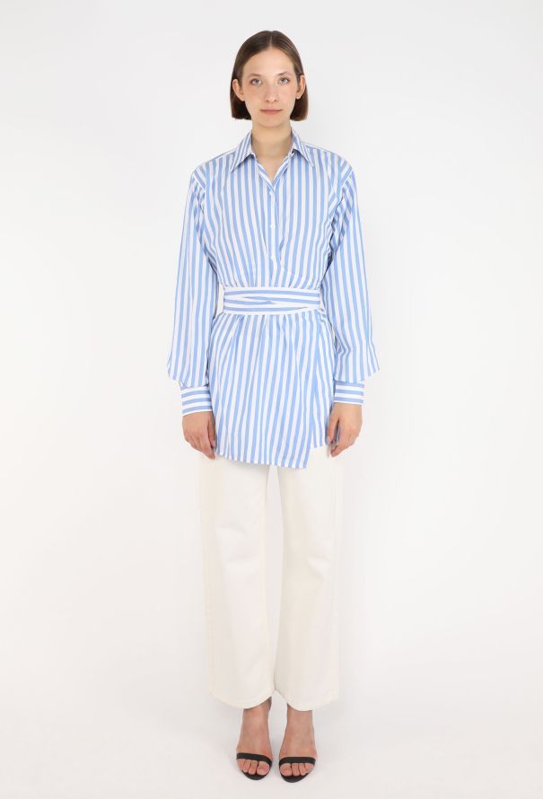 Céline Striped Wrap Shirt, Resort 2016 - 5