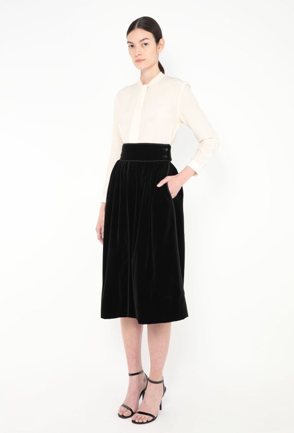 Saint Laurent 1976 Russian Braided Trim Velvet Skirt - 3