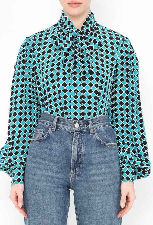 Saint Laurent S/S 1983 Harlequin Lavallière Blouse - 1