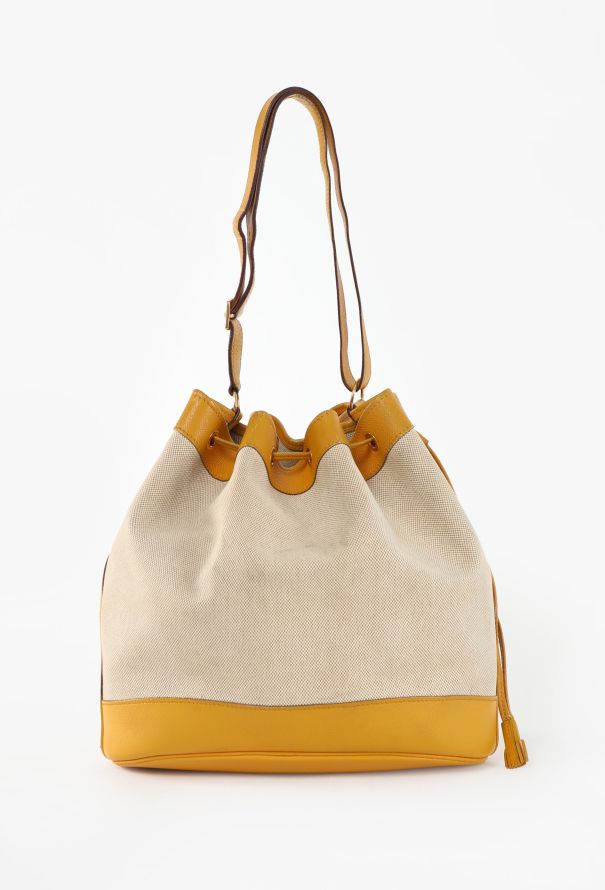 Hermès '90s Toile H & Jaune d'Or Courchevel Market Bag - 1