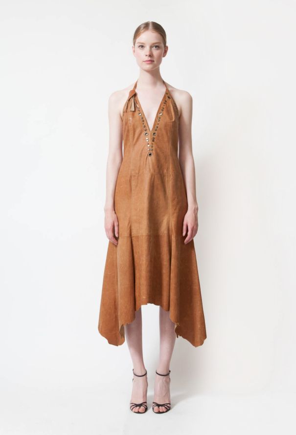 Emanuel Ungaro Vintage Leather Halter Dress - 1
