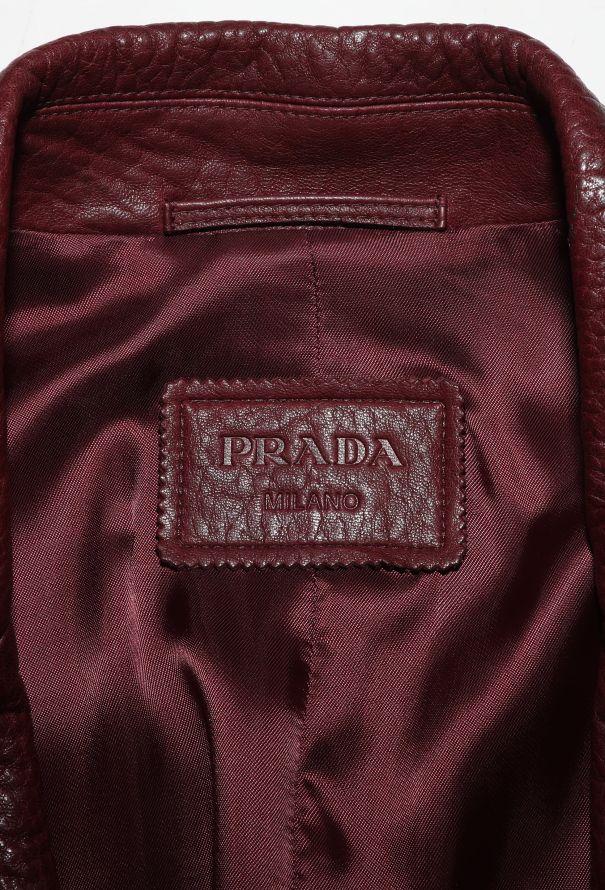 Prada Burgundy Lambskin Patinaed Vest - 6