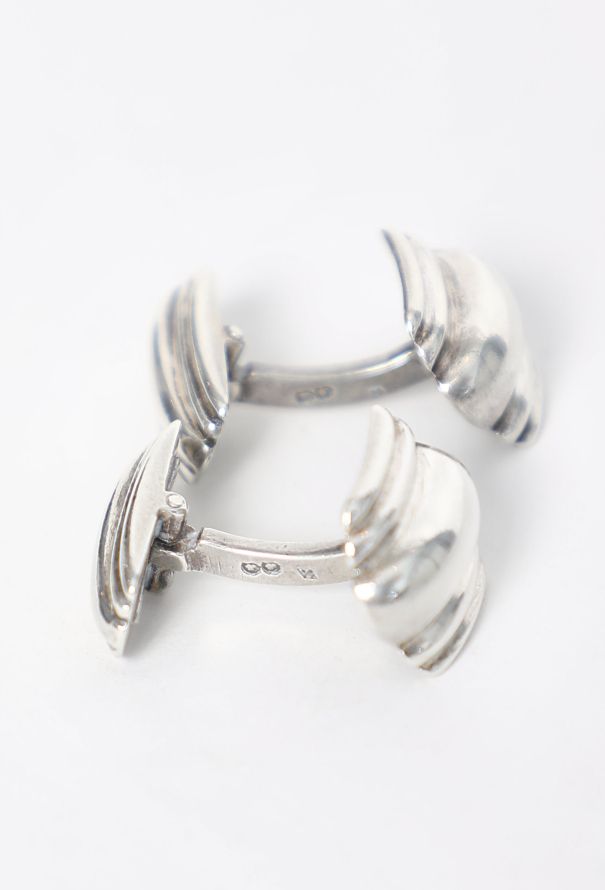 Hermès Vintage Textured Silver Cufflinks - 3