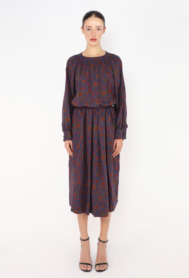 Saint Laurent F/W 1986 Floral Printed Dress - 3