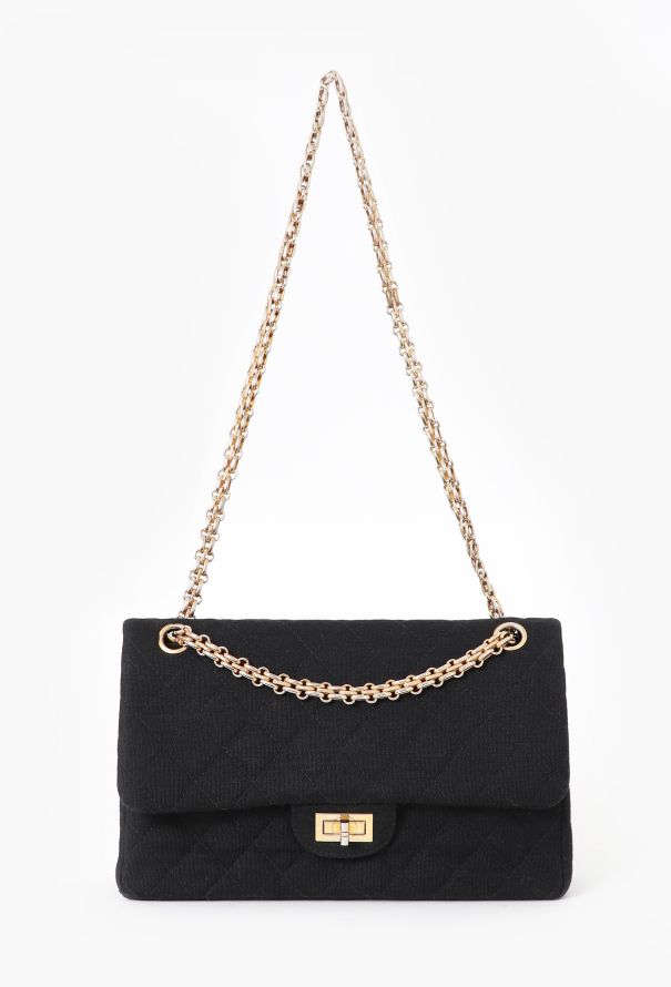 Chanel Black Jersey 2.55 Medium Flap Bag - 2
