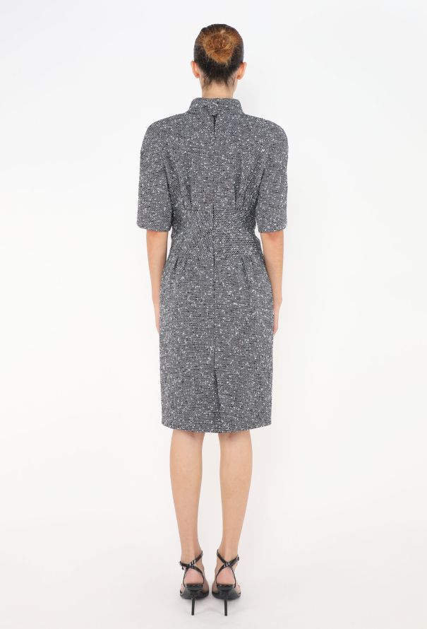 Chanel Tonal Belted 'CC' Bouclé Dress - 4