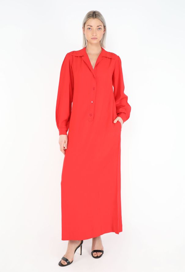 Saint Laurent S/S 1975 Collared Crêpe Maxi Dress - 5