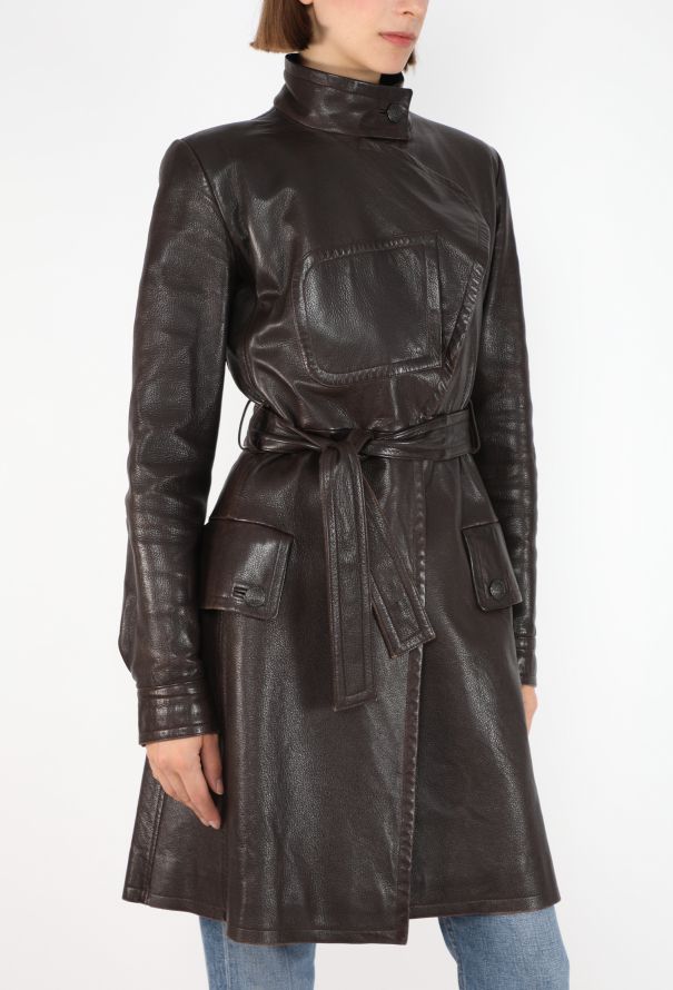 Chanel RARE F/W 1997 Notched Leather Coat - 6