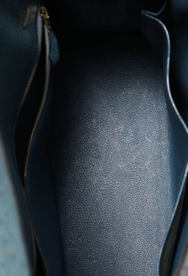Hermès '90s Bleu Jean Ostrich Kelly Sellier 32 - 13