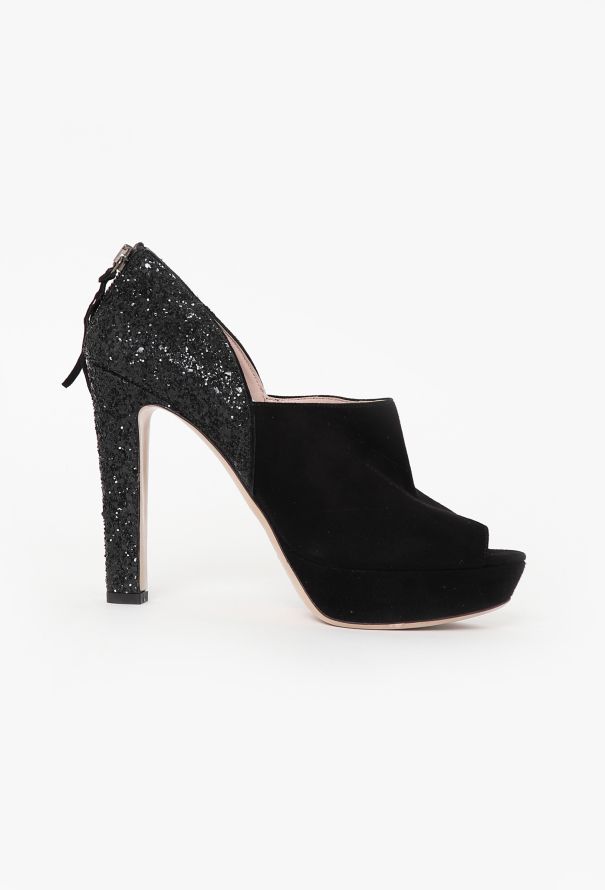 Miu Miu Embellished Suede Heels - 1