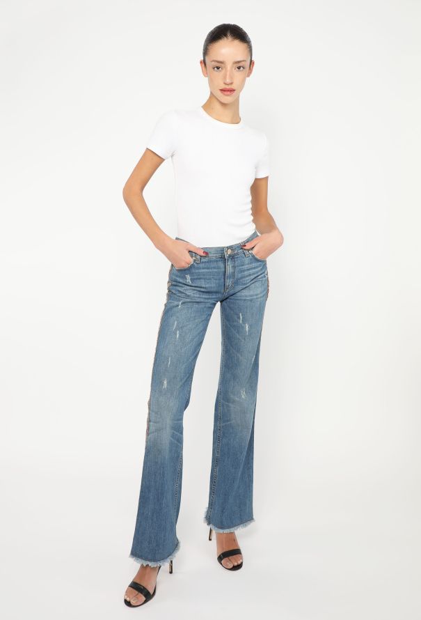 Roberto Cavalli 2005 Snake Embellished Bootcut Jeans - 2