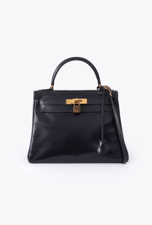 Hermès Vintage Navy Box Kelly Retourné 28 - 1