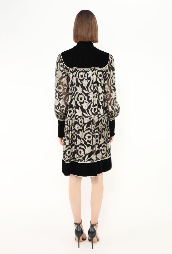 Saint Laurent COLLECTOR 1976 Russian Velours Lamé Dress - 5 Saint Laurent COLLECTOR 1976 Russian Velours Lamé Dress - 5