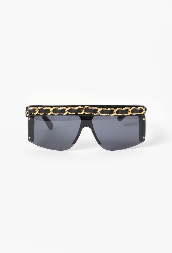 Chanel COLLECTOR F/W 1992 Leather Trim Sunglasses - 1