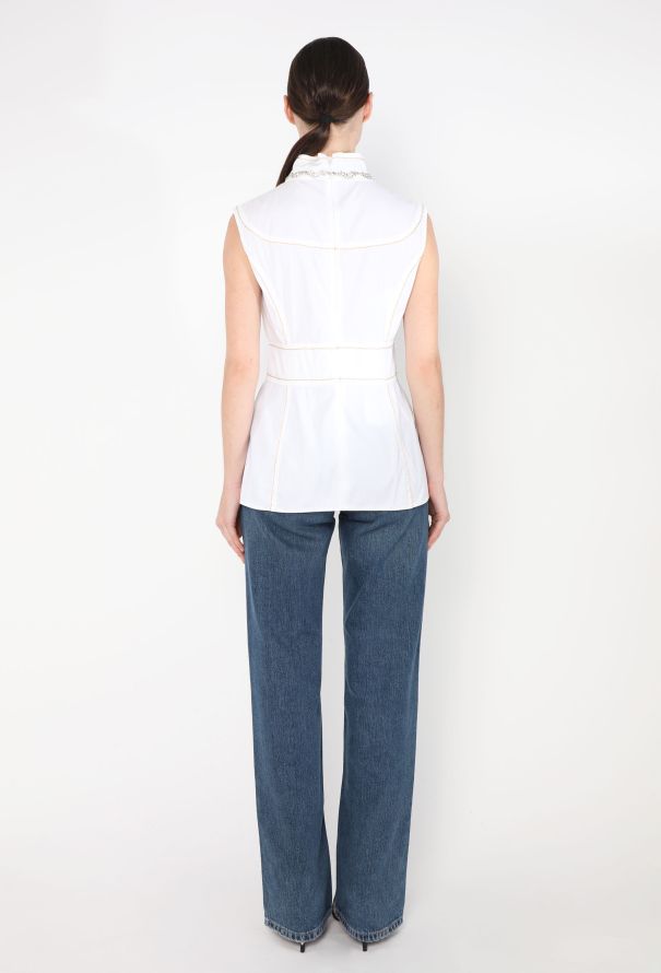 Prada Embellished Trim Cotton Top - 3 Prada Embellished Trim Cotton Top - 3