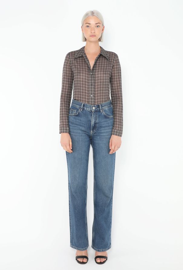 Prada 2008 Checkered Silk Blouse - 1