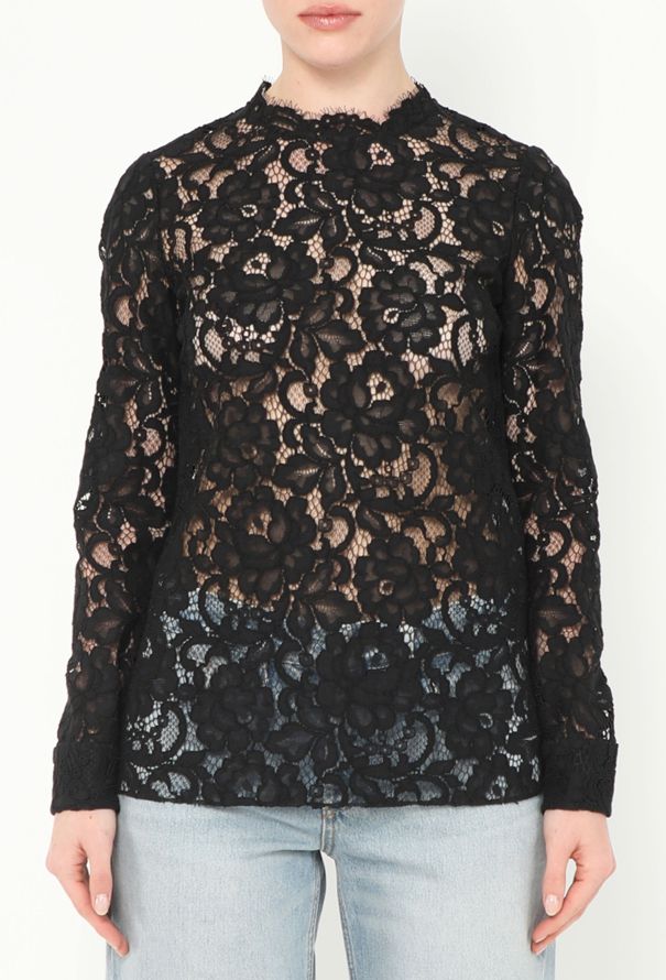 Saint Laurent Guipure Embroidered Lace Top - 1