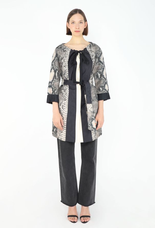 Prada 2009 Snake Print Belted Silk Jacket - 3